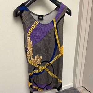 Versace men’s  Blue and Black Graphic Tank Top slim fit M